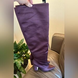 Satin Zara Purple Burgundy Boots Size 36 Size 6